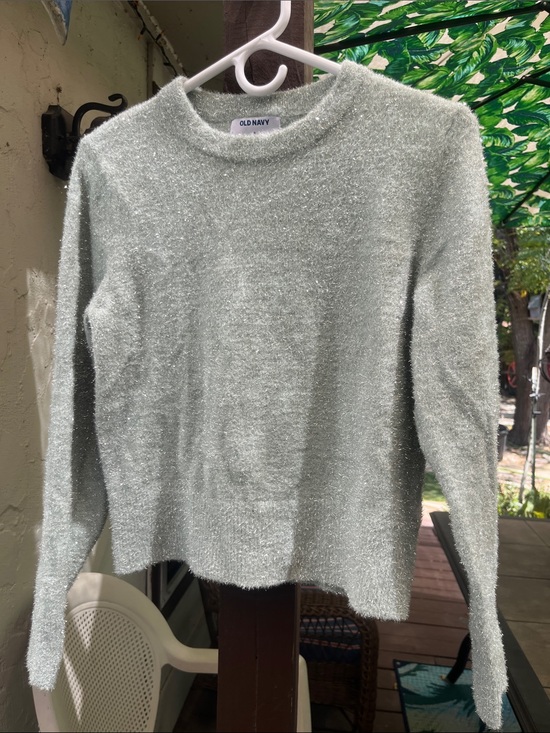 Old Navy Sweaters - Old Navy Periwinkle Blue Eyelash Knit Metallic Shimmer Crewneck Sweater NWOT